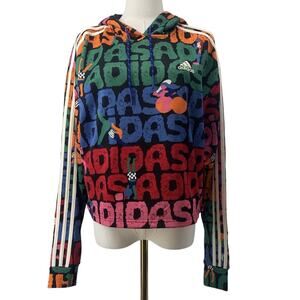 ADIDAS x FARM RIO Hoodie Women Medium Brand New 3-Stripes Loose